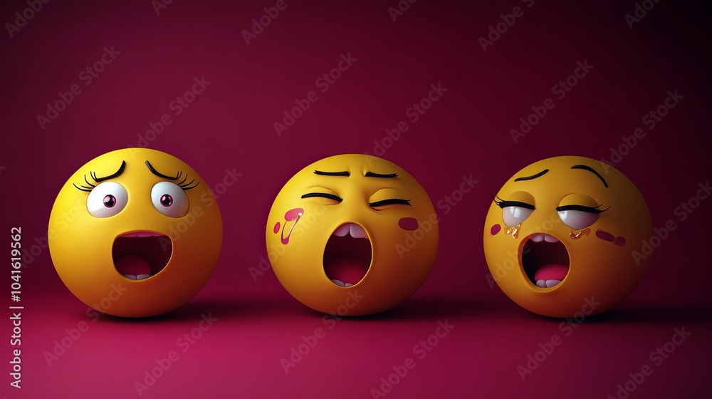 Design a collection of yellow emoji faces in vector graphics, showcasing diverse expressions like joy, frustration, excitement, and confusion. This set is ideal for enhancing digital designs and socia