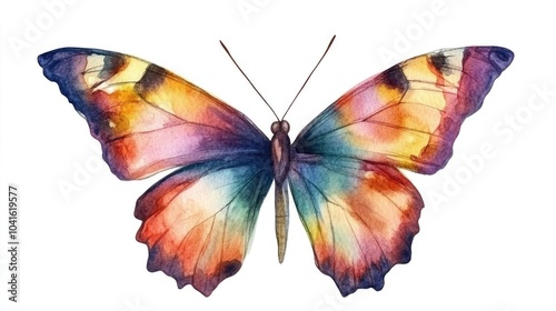 Isolated watercolor butterfly on white background