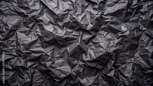 Black crumpled paper texture background