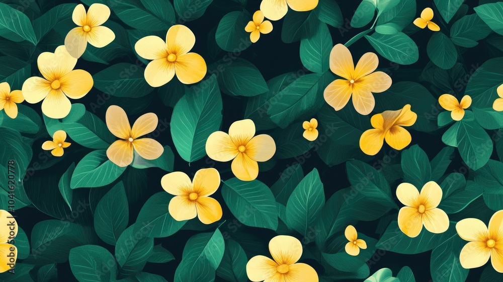 Abstract illustration featuring a blend of flowers and leaves for design purposes Abstract illustration featuring a blend of flowers and leaves for design purposes