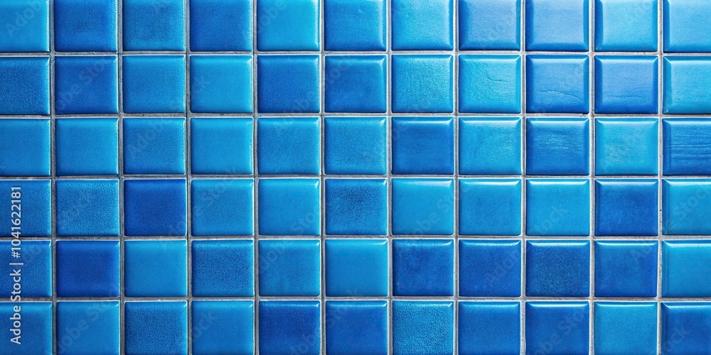 Blue ceramic square tile texture on a tiled wall background with a tilted angle Blue ceramic square tile texture on a tiled wall background with a tilted angle