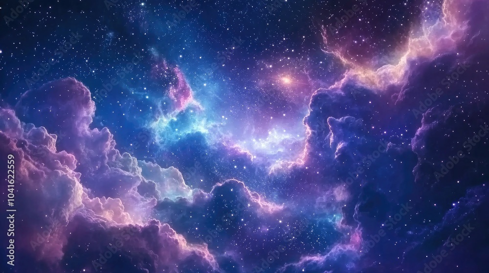 Universe filled with stars nebula and galaxy depicted in a 3D cartoon watercolor rendering Universe filled with stars nebula and galaxy depicted in a 3D cartoon watercolor rendering