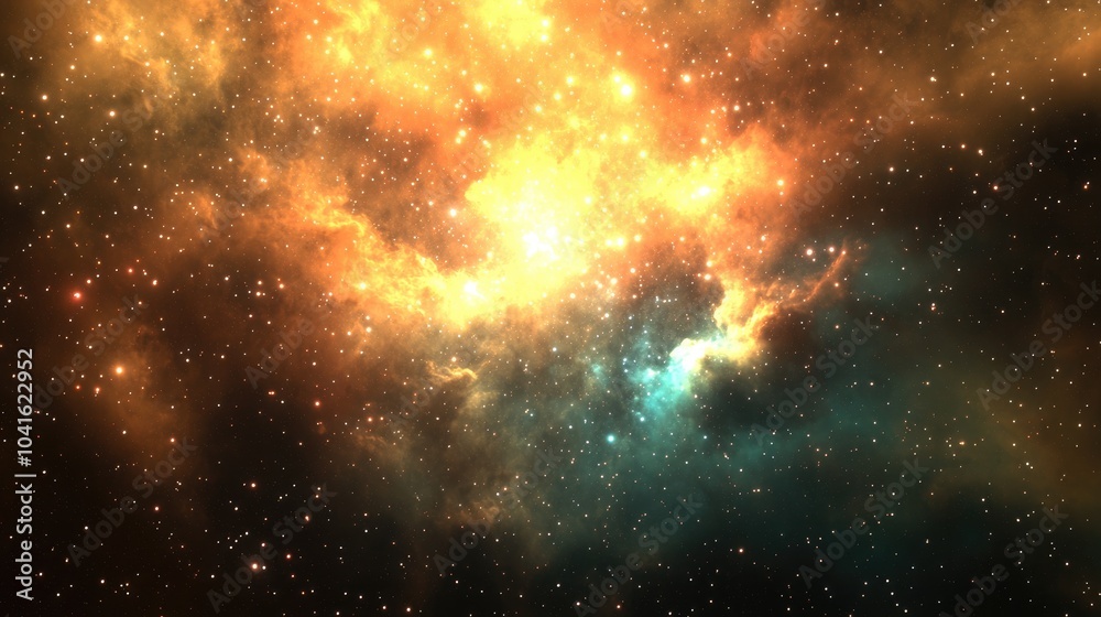A captivating emission nebula in a 3D cartoon rendering showcases brilliant stars giving rise to vivid glowing clouds of cosmic dust and gas A captivating emission nebula in a 3D cartoon rendering showcases brilliant stars giving rise to vivid glowing clouds of cosmic dust and gas