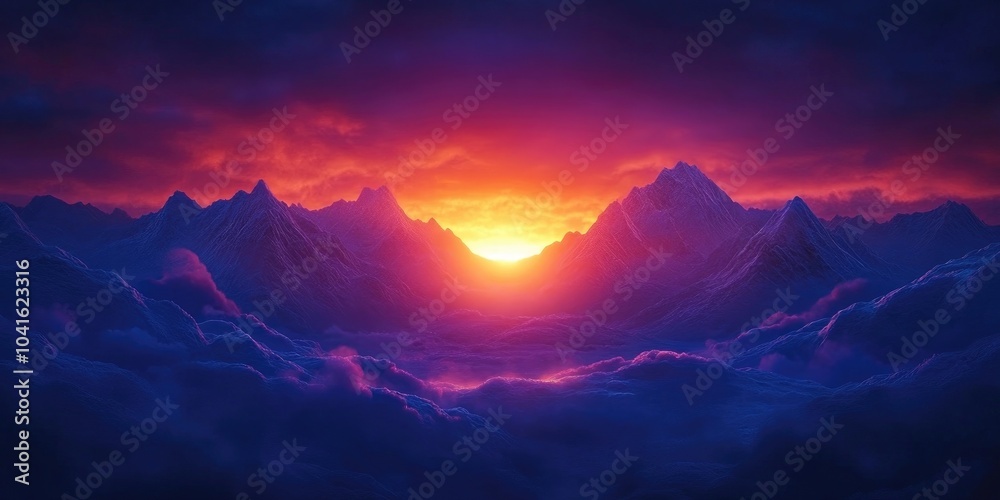 Majestic sunrise over the mountains with a breathtaking view during the golden hour, Stunning mountain sunrise with a captivating golden hour backdrop
