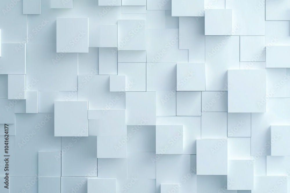 Abstract White Geometric Background with 3D Cubes