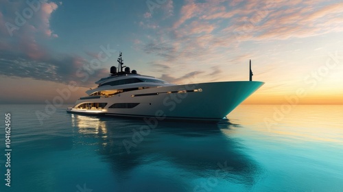 A sleek luxury yacht navigating calm turquoise waters, embodying the sense of adventure, wealth, and ultimate freedom