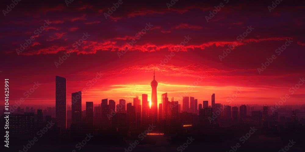 Stunning sunset view capturing the beauty of the skyline, Beautiful sunset over the skyline Stunning sunset view capturing the beauty of the skyline, Beautiful sunset over the skyline