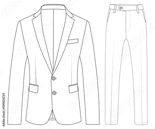 MAN BLAZER COLLECTION JACKET AND PANT SUIT CORPORATE WEAR DRESS FLAT DESIGN VECTOR ILLUSTRATION MOCKUP DESIGN