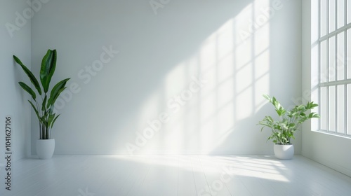 3D rendering of a modern interior in a minimalist white room