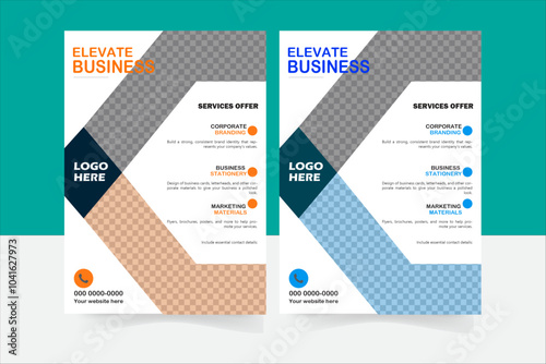 Corporate business flyer template design set.A bundle of 2 templates,perfect for creative professional business. vector template,flyer in A4 with colorful business proposal, promotion, advertise.