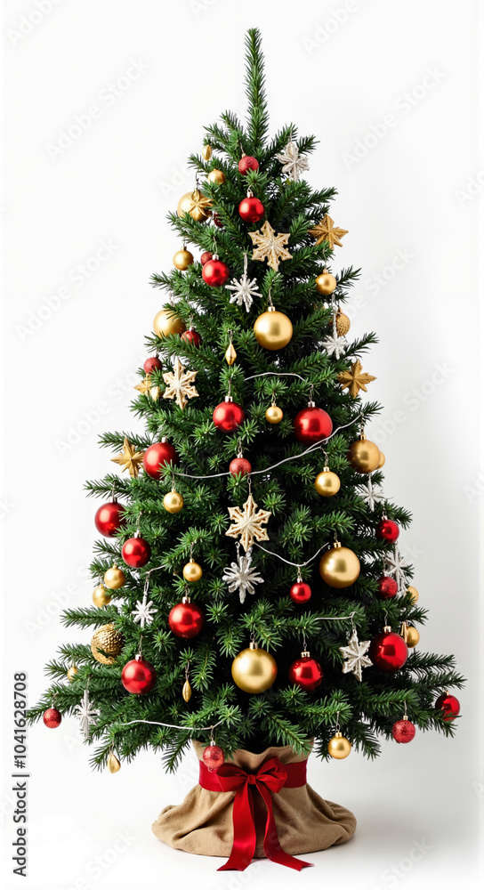 Festive Christmas Tree with Ornaments: Perfect for Holiday Marketing, Greeting Cards, and Seasonal Promotions Festive Christmas Tree with Ornaments: Perfect for Holiday Marketing, Greeting Cards, and Seasonal Promotions