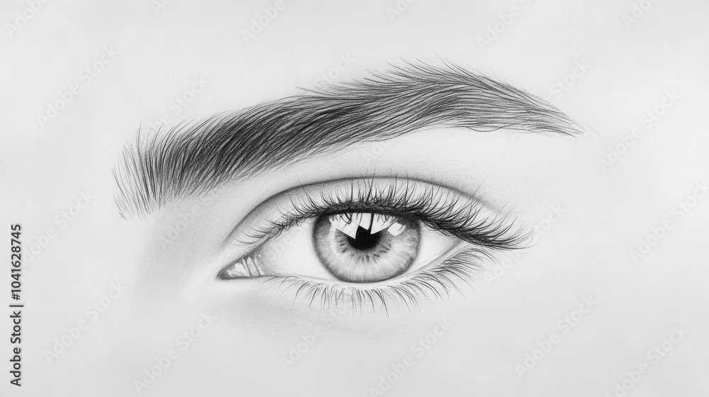 Detailed Drawing of an Eye with Realistic Features Detailed Drawing of an Eye with Realistic Features