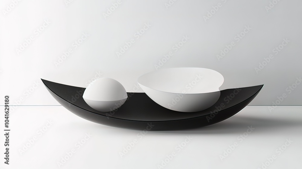 Black Bowl with White Objects Black Bowl with White Objects
