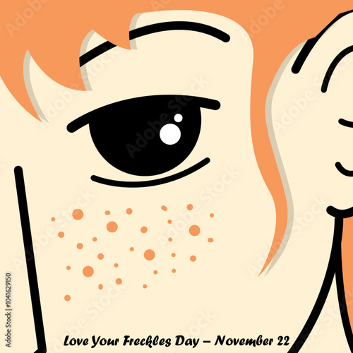 Love Your Freckles Day to celebrate on November 22nd. Illustration of a face full of freckles.