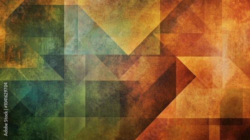 A background with geometric shapes in colors inspired by natural elements, such as browns, greens, and blues, providing a calming effect.