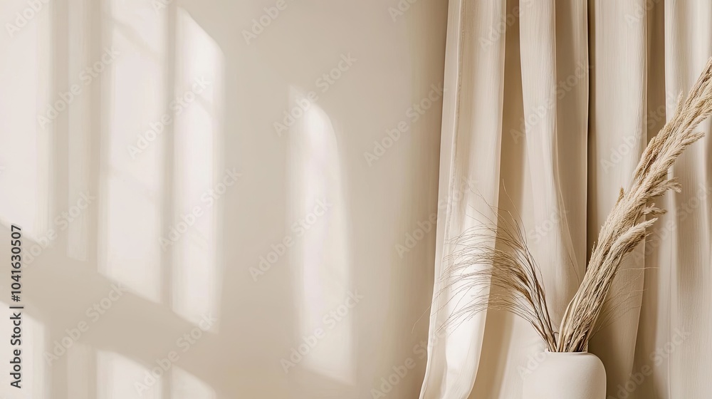 Soft Natural Light with Elegant Curtain and Vase Soft Natural Light with Elegant Curtain and Vase