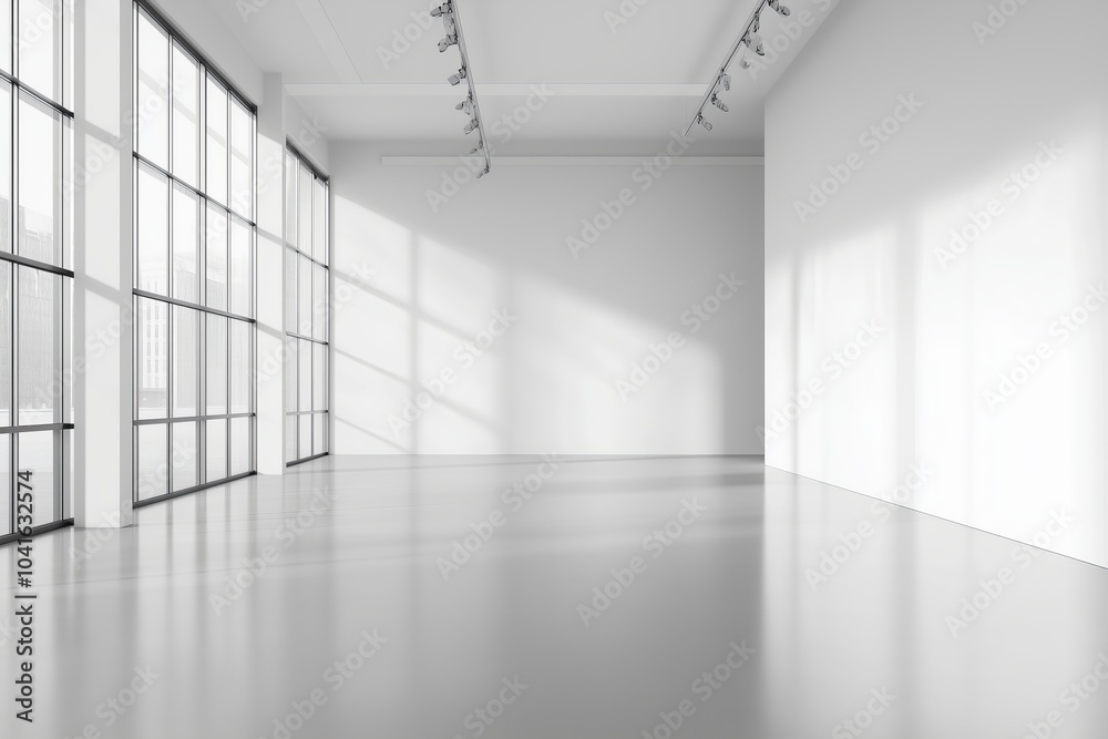 Exhibition hall interior and white wall 