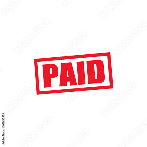 Simple white background with the word "Paid" in bold letters, minimalistic sign for financial transactions, payment confirmations, and business approvals