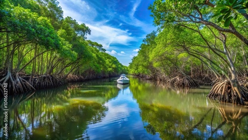 Boat tour through mangrove forest showcasing coastal ecosystems