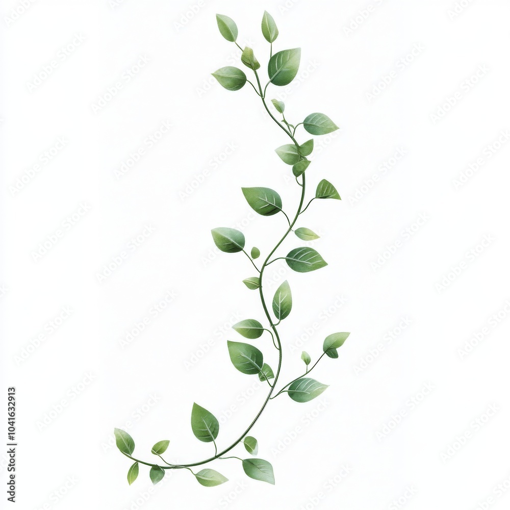 light green decorative ornament of a twig with leaves