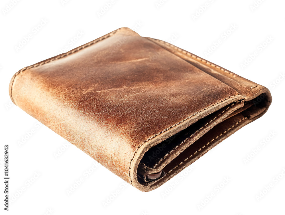 a brown leather wallet with a stitched edge a brown leather wallet with a stitched edge