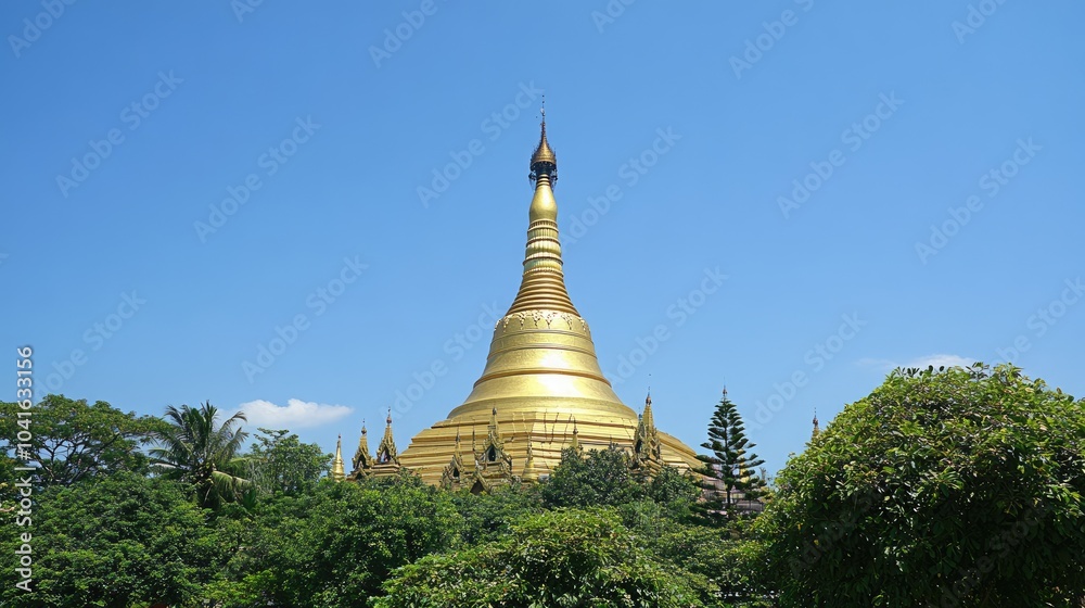 Fototapeta premium Stunning Golden Pagoda Surrounded by Lush Greenery