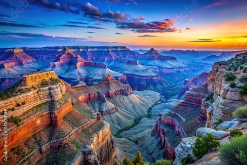 Wallpaper Mural Breathtaking Grand Canyon and rugged mountains during blue hour trekking in Utah and Arizona Torontodigital.ca