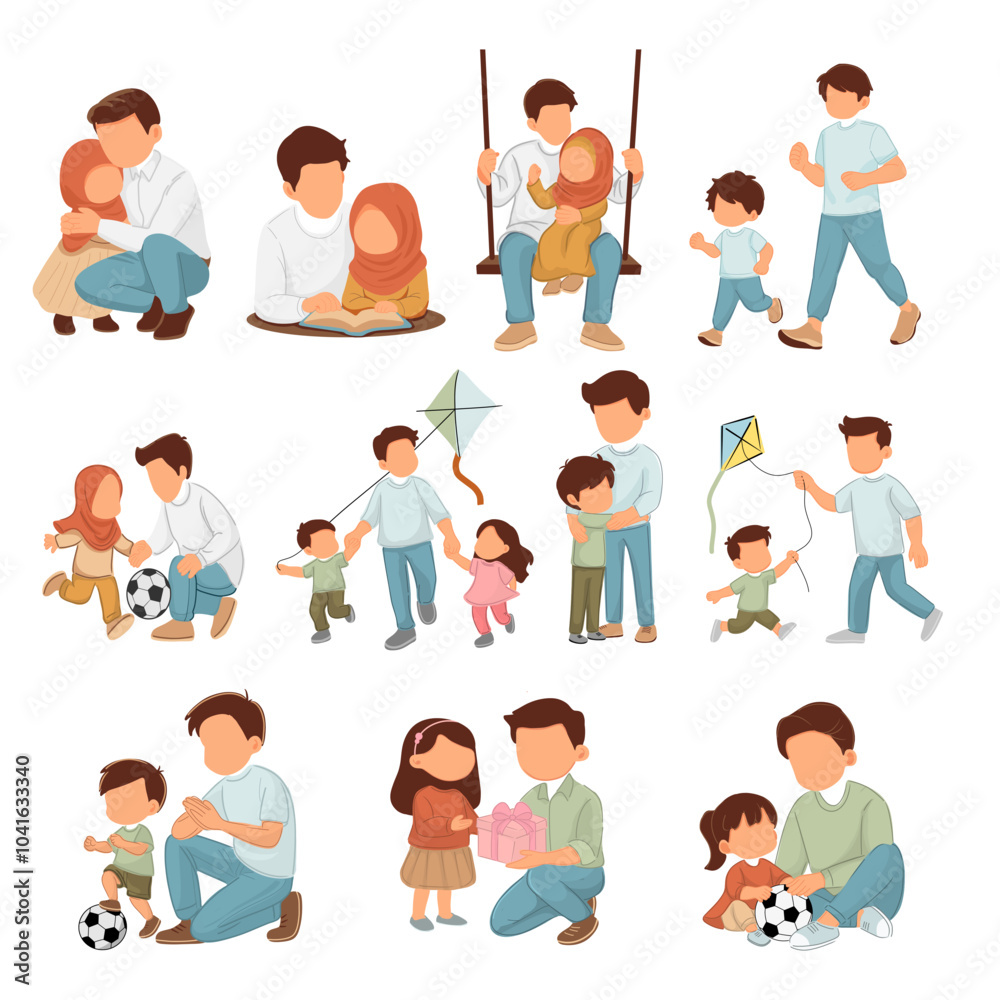 Activity of father and kids, lovely family Activity of father and kids, lovely family