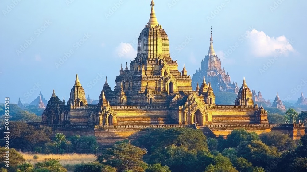 Naklejka premium Majestic Ancient Temples of Bagan at Sunrise