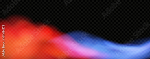 Red blue clouds effect. Cold and hot smoke texture. Abstract neon flame fog. Confrontation concept in sports boxing competition.