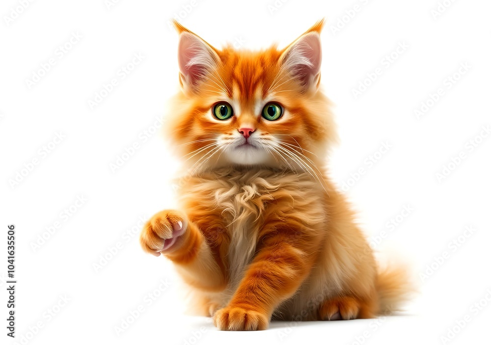 Cute orange cat and grey cat isolated on the white background. Cute orange cat and grey cat isolated on the white background.