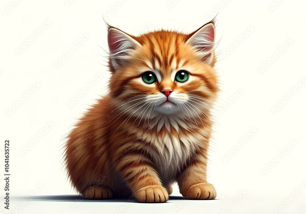 Cute orange cat and grey cat isolated on the white background. Cute orange cat and grey cat isolated on the white background.