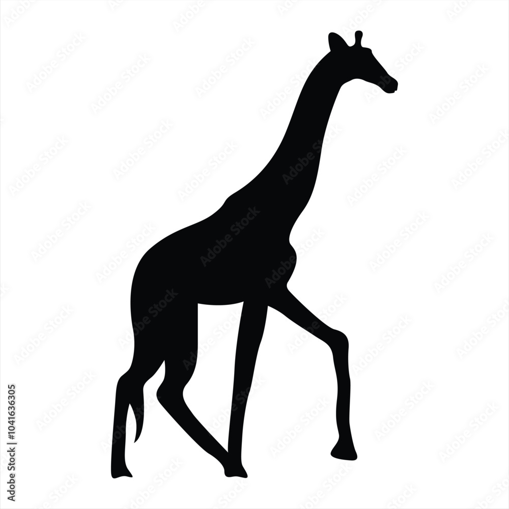 Fototapeta premium Giraffe silhouette. Giraffe black icon on white background. Perfect for Logo, Design, and More.