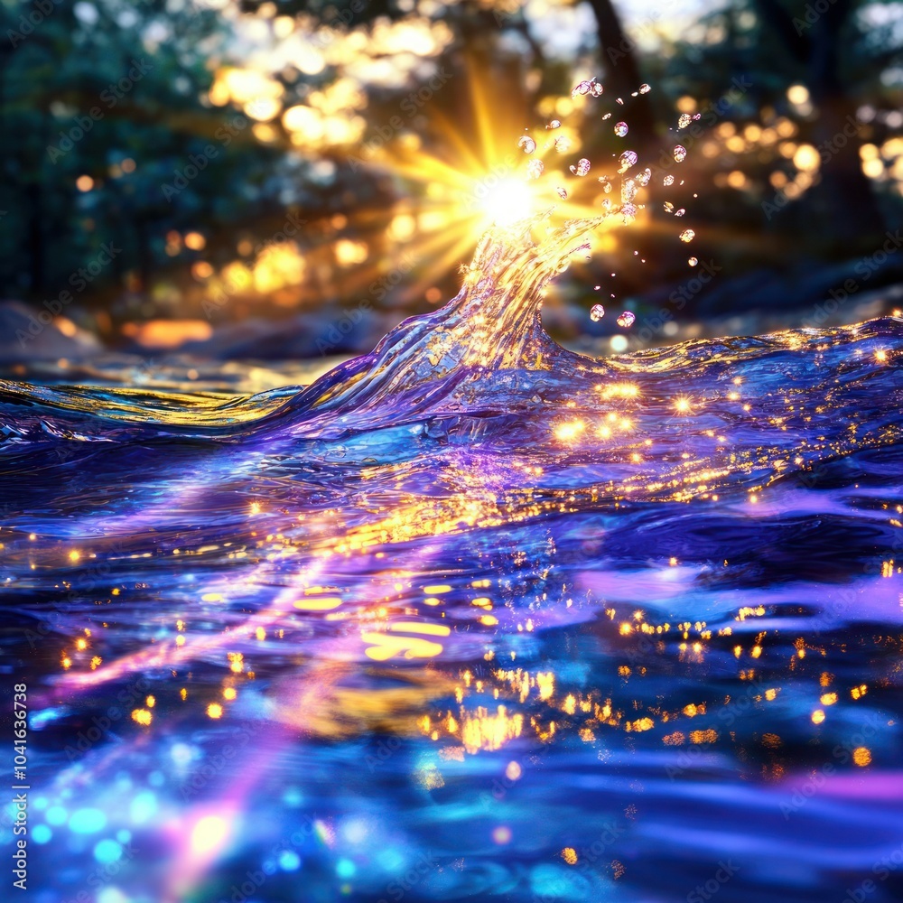 Naklejka premium Fantasy Water Source Shines for Freshness and Beauty in Nature