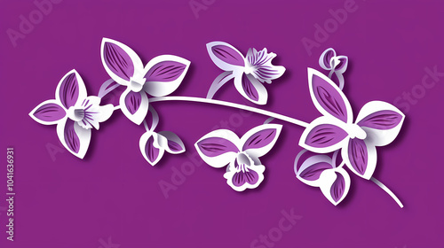 Dendrobium Orchids logo 3d vector paper cute