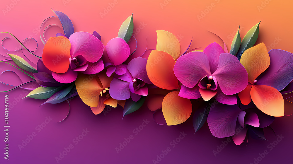 Obraz premium Dendrobium Orchids logo 3d vector paper cute
