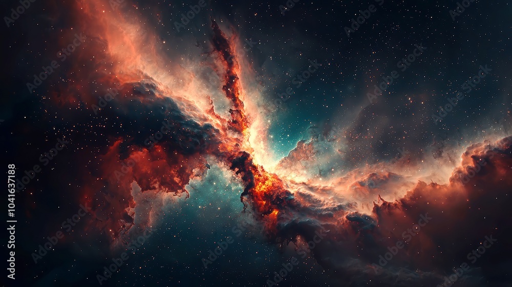 Fototapeta premium Cosmic Serenity, a tranquil animated journey through the universe, fostering mental clarity and emotional relaxation, perfect for deep meditation and spiritual connection.