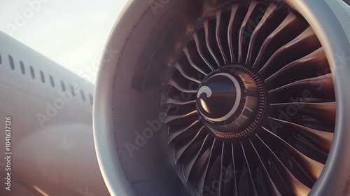Closeup view of a powerful white aircraft engine showcasing its intricate design and engineering