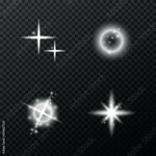 Light effect sparkle set on transparent background