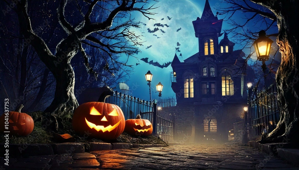 Fototapeta premium Halloween and the bright streets