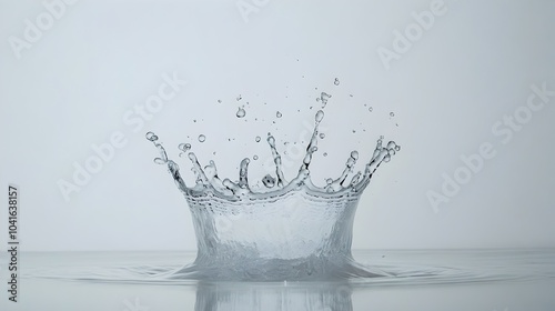 Elegant White Crown-Shaped Water Splash on Minimalist Background