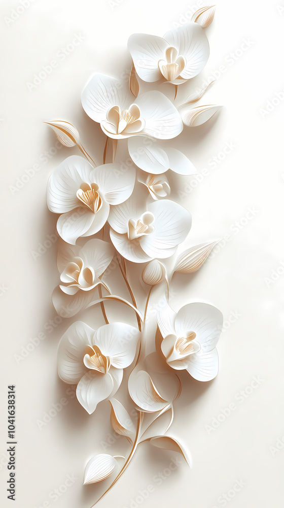 Dendrobium Orchids logo 3d vector paper cute Dendrobium Orchids logo 3d vector paper cute
