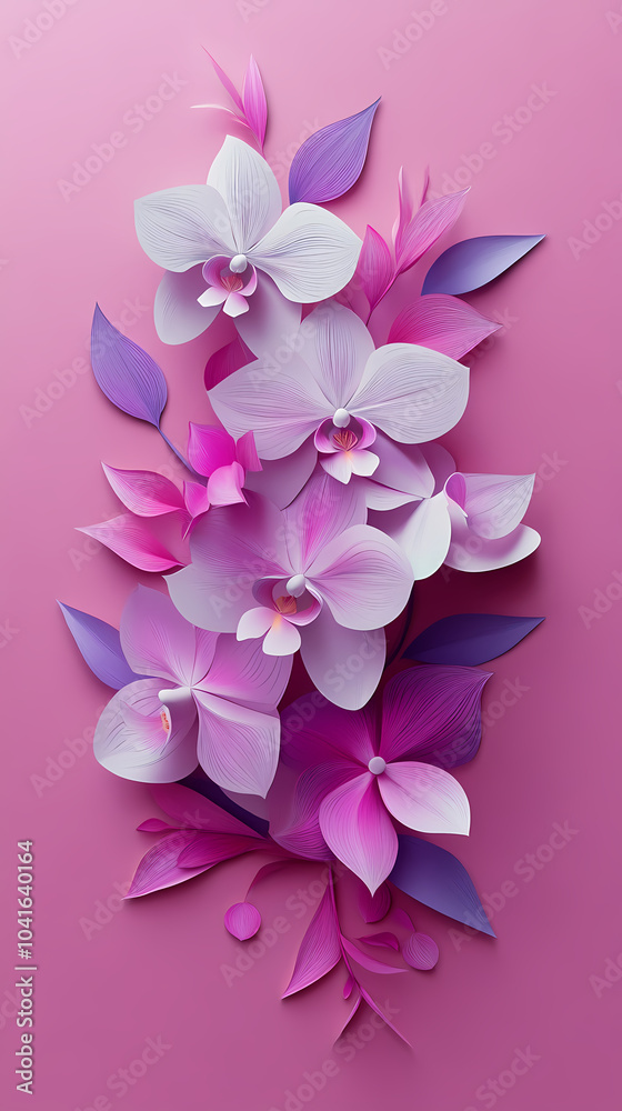 Dendrobium Orchids logo 3d vector paper cute Dendrobium Orchids logo 3d vector paper cute