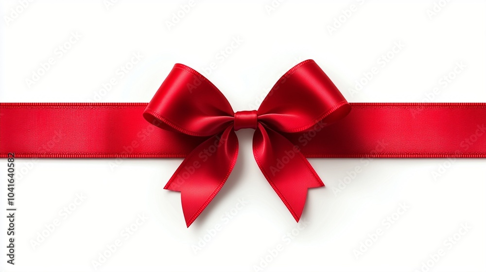 Elegant red satin ribbon with a perfectly tied bow adorns a pristine white background, symbolizing gift-giving, celebration, and festive occasions. Elegant red satin ribbon with a perfectly tied bow adorns a pristine white background, symbolizing gift-giving, celebration, and festive occasions.