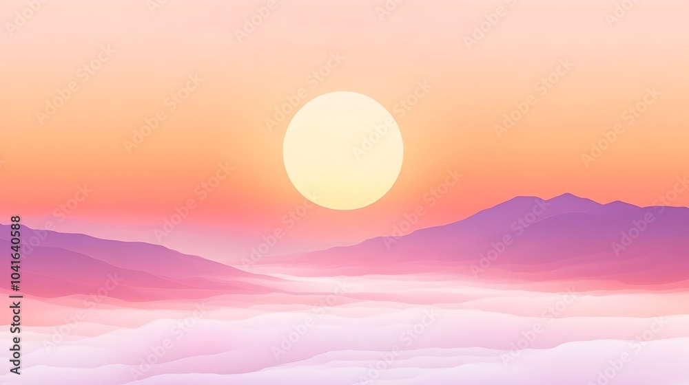 Fototapeta premium Peaceful Sunset Gradient in Warm Orange and Pink Tones with Copy Space