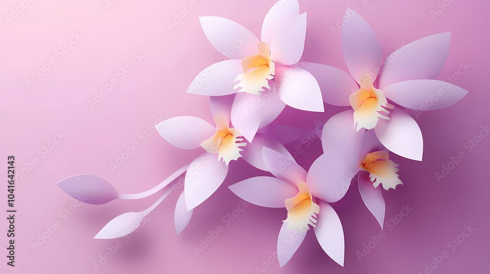 Naklejka premium Dendrobium Orchids logo 3d vector paper cute