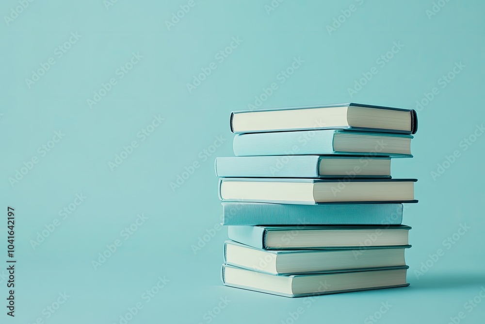 Stack of blue books on blue. Perfect for education, learning, and knowledge. Stack of blue books on blue. Perfect for education, learning, and knowledge.