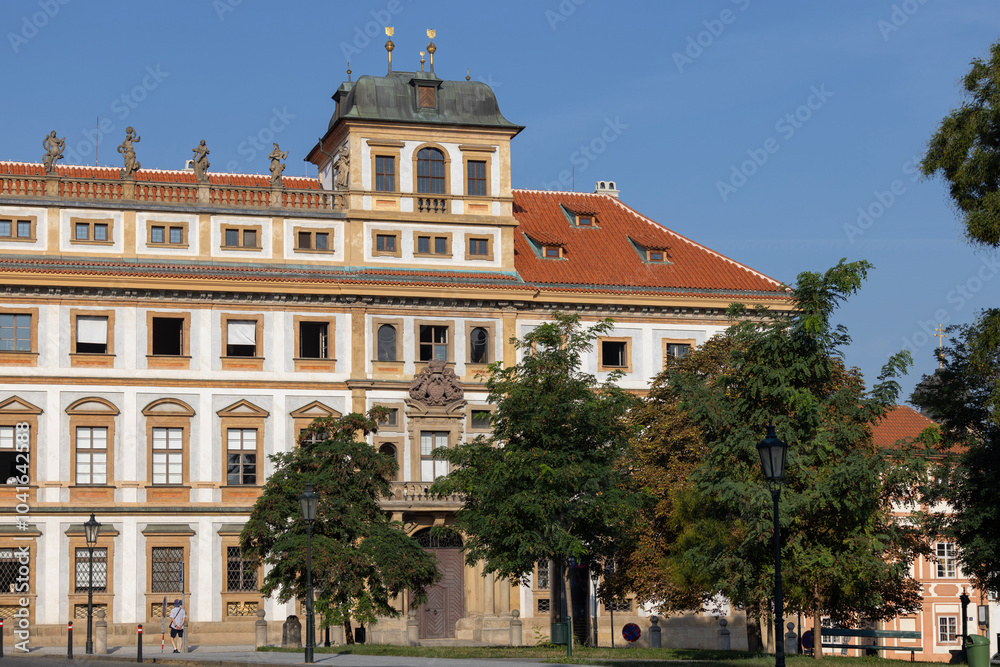 Baroque Tuscan Palace on Hradcany Square (Hradcanske namesti) in front of Prague Castle, Prague, Czech Republic