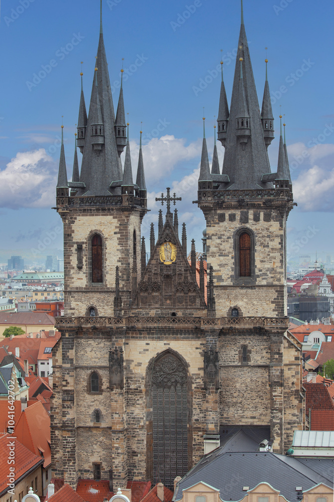 Gothic Church of Our Lady before Tyn, located on Old Town Square, Prague; Czech Republic