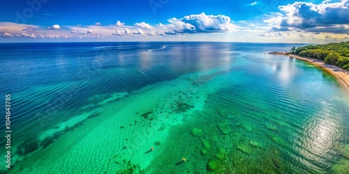 Summer Beach Tourism Travel Sea Background Palm Sand Waves photo